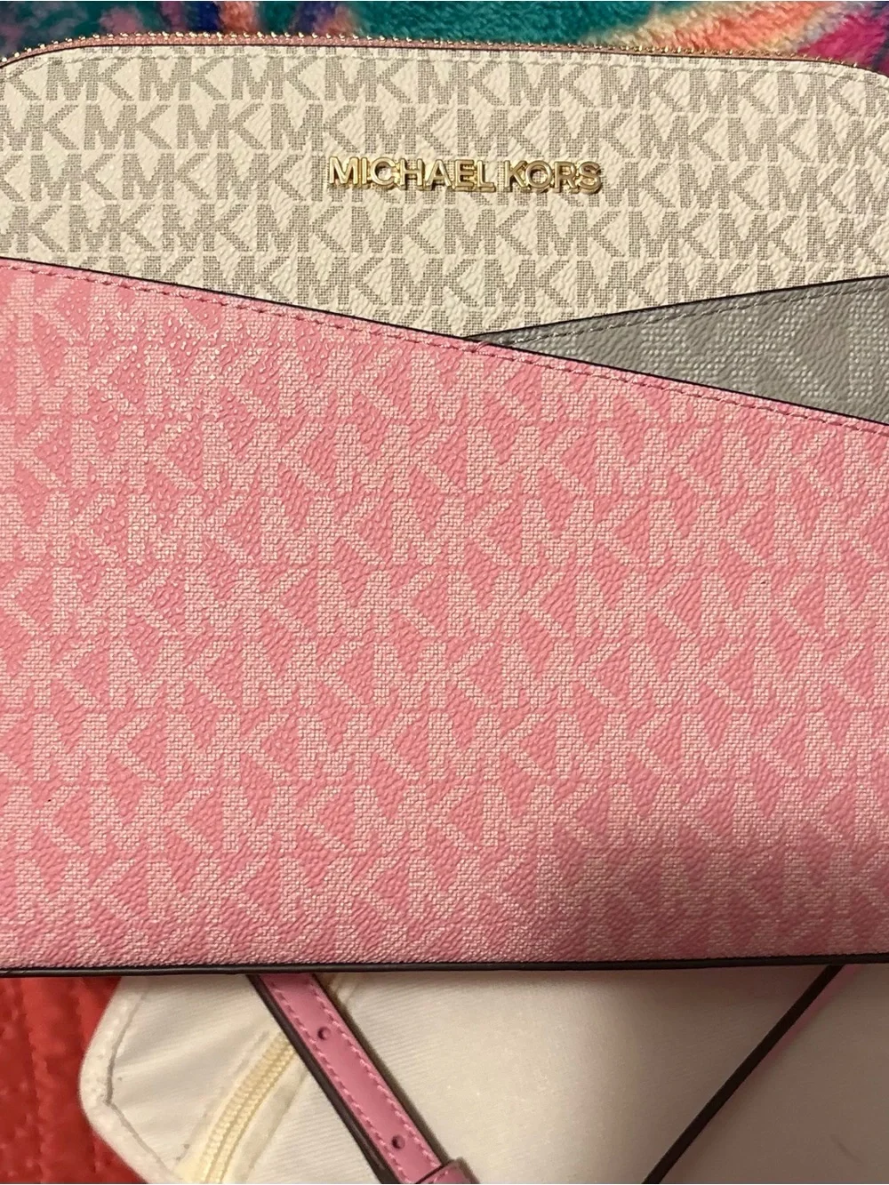 Michael Kors Brown MK Signature Messenger Bag with Gold Logo